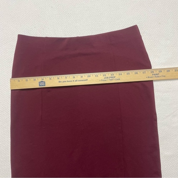 Ann Taylor Factory Pencil Skirt Size Medium Burgundy Wine Elastic Waist Stretchy - Picture 6 of 15